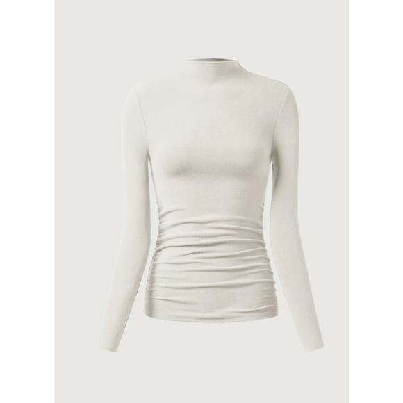 NWT M Thermal Ruched Sides Tuckable Mockneck Top - Picture 6 of 6